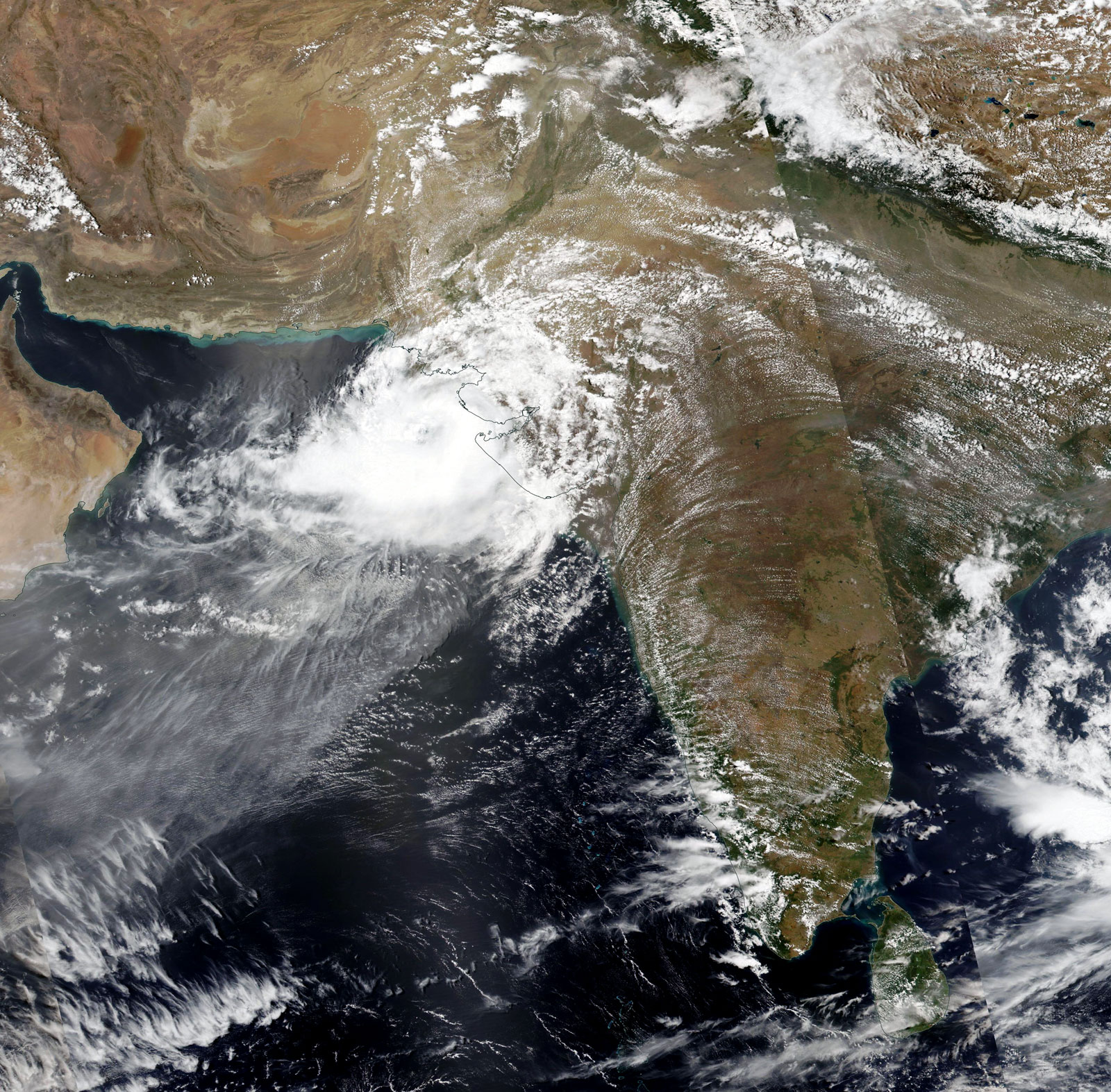 Cyclone Biparjoy 15 June 2023 NASA World View Satellite Image