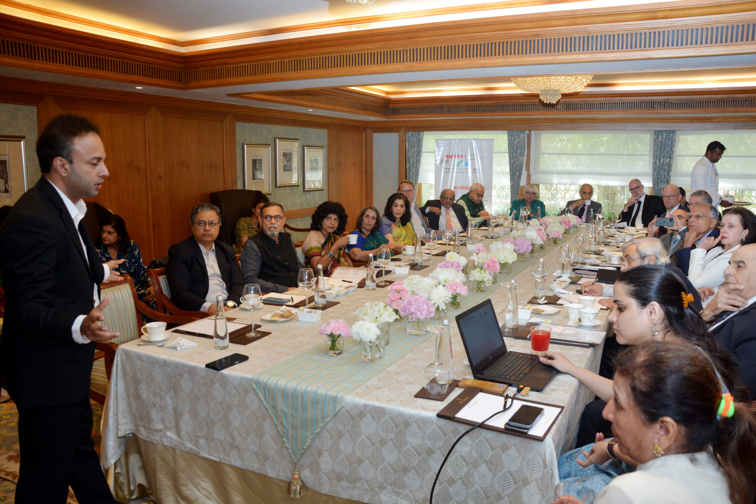 Roxy Mathew Koll at the Mumbai First roundtable meeting with the German Minister of Culture and Media, Claudia Roth, at the Taj Mahal Palace Hotel, Mumbai
