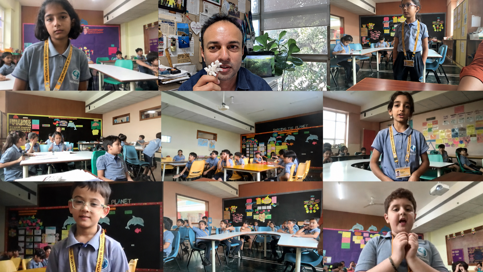 Roxy Mathew Koll with Grade 3 students of Pathways International School, Gurgaon