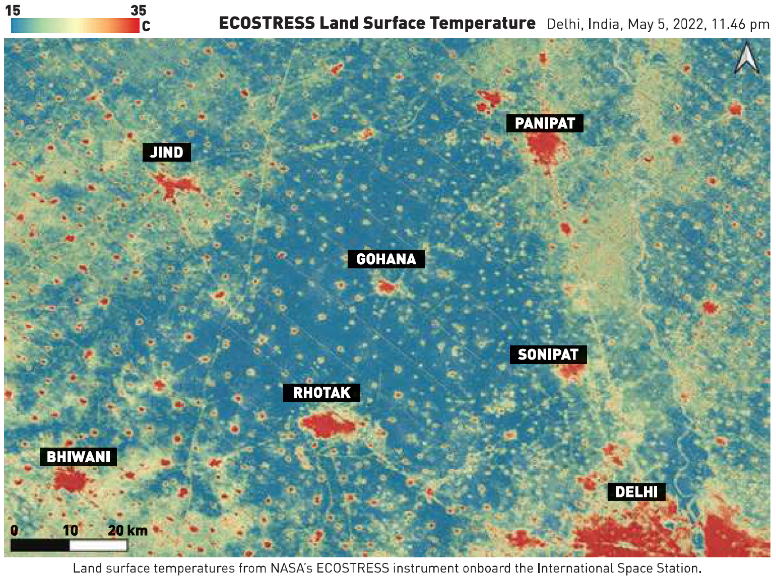 Delhi Urban Heat Island May 2022