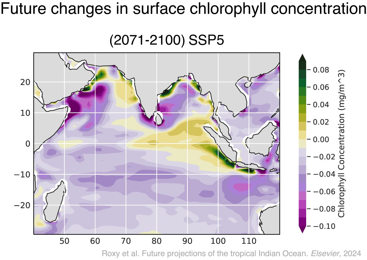 future changes in surface chlorophyll concentrations