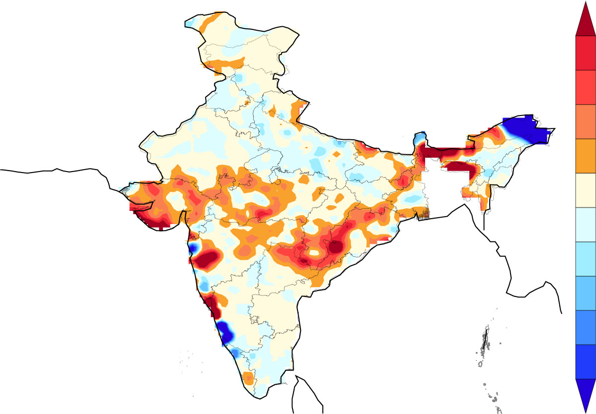 Widespread extreme rainfall events across the entire central belt of Gujarat, Maharashtra, Madhya Pradesh, Chhattisgarh, Telangana, Odisha, Jharkhand, Assam and parts of Western Ghats – Goa, north Karnataka and South Kerala.