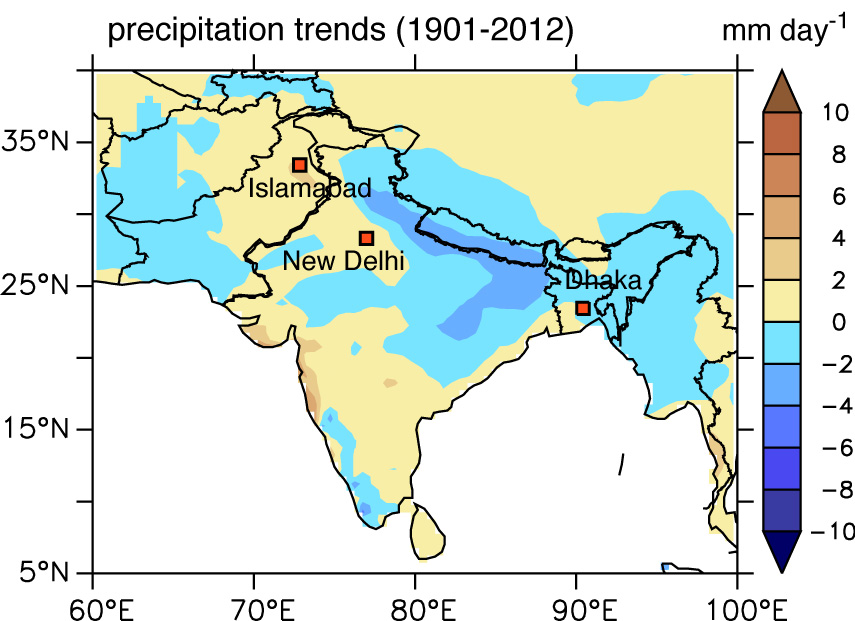 weakening monsoon rainfall trends