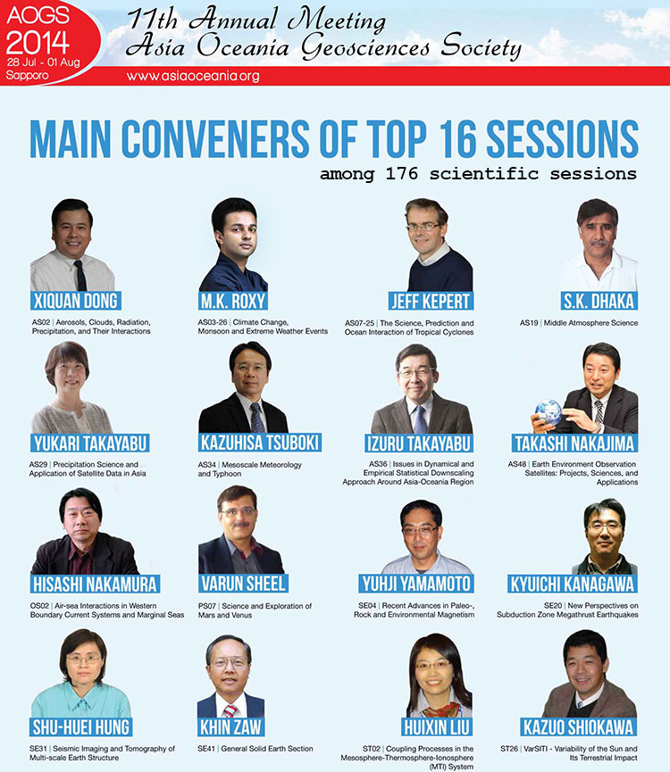 AOGS 2014 Top 16 Session Conveners